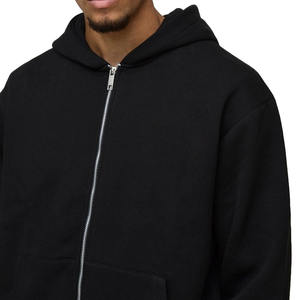 New Edition Oversized Boxy Heavyweight <b>Zip</b>-<b>Up</b> Hoodie for <b>Men</b> <b>Black</b> Colour Trending OEM Service Blank <b>Hoodies</b> - Product Image 6