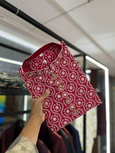 Tela de Algodón Puro con Espejo Bordado Trabajo Kurtas para Hombre - Product Image 5