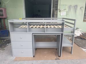 Lit mezzanine grand format avec bureau intégré, tiroirs de rangement et étagères |   Meubles gain de place pour adolescents - Product Image 2