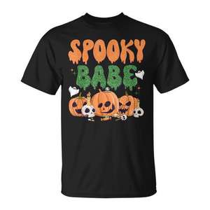 Camiseta de Halloween Spooky Babe, Unisex, Cuello Redondo, Manga Corta, Impresión Digital, Actividades Promocionales, Talla Adulto - Product Image 1