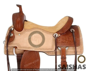 Silla de Montar Premium SAISHAS Western DD de Cuero Genuino Hecha a Mano para Carreras de Barriles, Espectáculos Ecuestres, Ligera y Cómoda para Rodeo - Product Image 1