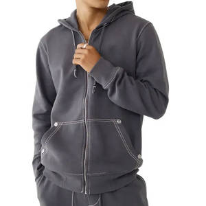 Sweat à capuche pour hommes coupe régulière poids lourd 70% coton 30% polyester recyclé polaire Essentials - Product Image 5