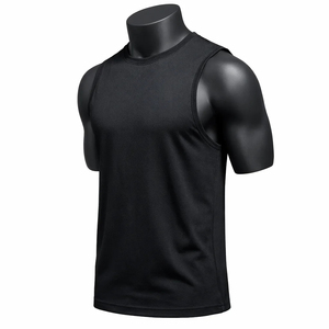 Men's <b>Black</b> O-Neck Sleeveless <b>Tank</b> <b>Top</b> Casual <b>Knitted</b> Solid Color Fit Wear - Product Image 3