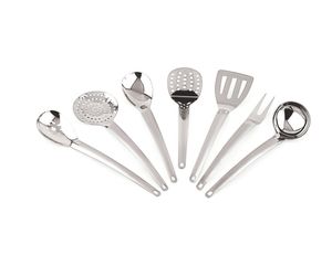 7-Piece Stainless Steel <b>Kitchen</b> <b>Utensil</b> <b>Set</b> Ladle, Slotted Turner, Skimmer, Serving Spoons & Cooking Fork - Product Image 2
