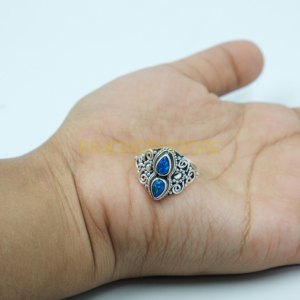 แหวนโอปอลสวยงาม แหวนเงินแท้ 925 แหวนดีไซน์โดดเด่น แหวนทำมือ ดีไซน์ไม่ซ้ำใคร เครื่องประดับโอปอล ของขวัญคริสต์มาสสำหรับภรรยา - Product Image 2