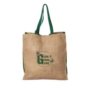 Sacs cabas en toile de jute de taille personnalisée sac de plage en jute sac de shopping en jute de chanvre pour mariage - Product Image 1