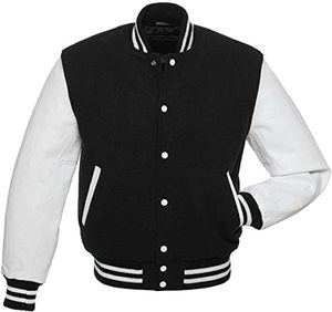 Men's Cool Vintage Canvas Stand Collar Wool Sleeves Varsity <b>Jacket</b> Baseball Sports <b>Jacket</b> Wholesale Long Length - Product Image 5