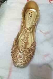 Khussa Pakistán hecho a mano de alta calidad con Payal para damas Diseños bordados de calzado plano de verano e invierno para mujeres - Product Image 3