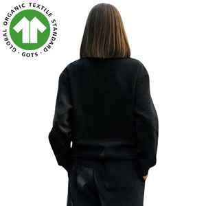 <b>Women</b> Organic Cotton Heavyweight Crewneck Sweatshirt Black, Turtleneck,<b>Zipper</b>-up, short, <b>hoodies</b> for woman and Sustainable - Product Image 6