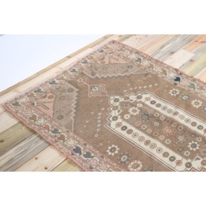 Rug Turkish Rug, 3.8x6.2 ft Vintage Rug, <b>Brown</b> Floral <b>Wool</b> Rug - Product Image 5