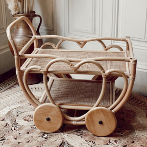 100% TISSÉ À LA MAIN! Service de jouets pour bébés en rotin, jouets pour enfants, chariot à thé pour jouets - Product Image 1