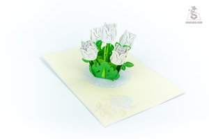 Artisanat de fleurs blanches Pop-Up 3D Carte de voeux Papier Artisanat pour souvenirs et cadeaux - Product Image 5