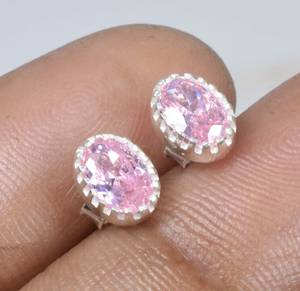 Pierre précieuse topaze rose naturelle à facettes taille ovale 925 argent Sterling matériel lunette réglage à la main boucles d'oreilles bijoux fins - Product Image 2