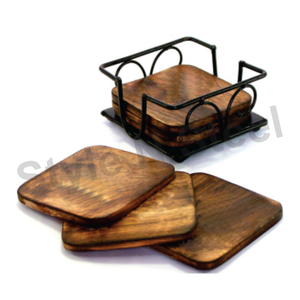 Sous-verre en bois 6 pièces ensemble sous-verre de luxe en bois nouveau sous-verre pour utilisation verres à boire table - Product Image 1