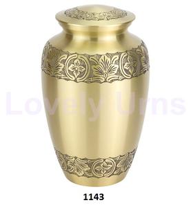 Urnas de cremación de latón bronce flor grabada de excelente calidad para cenizas humanas - Product Image 1