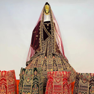 Velours de luxe mariée Lehenga tendance Gold Star Design avec miroir lourd complet, Jarkan, Big Flair & Long Choli en forte demande - Product Image 1