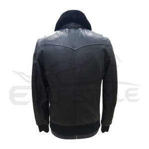 Bomber ajusté pour hommes en gros Veste de vol à col en peau de mouton Tailles personnalisées Veste de pilote d'hiver à fermeture éclair solide en cuir véritable - Product Image 2