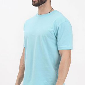 T-shirt à manches courtes en coton gris confortable de qualité supérieure pour hommes T-shirt décontracté à col rond pour hommes bleu indigo élégant - Product Image 5