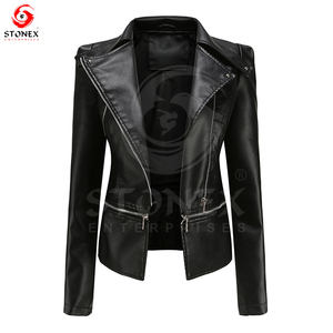 Nuevo diseño de chaquetas de cuero Ropa de moda Chaqueta con cremallera super suave Premium/chaqueta de cuero para mujer. - Product Image 6