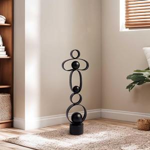 Sculpture de table en métal noir pièce d'art abstrait moderne pour décor de bureau à domicile accent de pièce maîtresse élégant et audacieux - Product Image 3