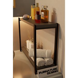 <b>White</b> & Anthracite 2-<b>Shelf</b> <b>Metal</b> Hotel Table Top Organization for Bathroom Organizing Tool One Size Made in Turkey - Product Image 5