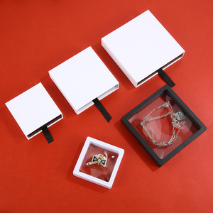 Boîte de présentation de bijoux de luxe personnalisée avec logo, en film PE flottant, vente en gros, boîte d'emballage de bijoux en film PE noir et blanc avec tiroir, en vrac - Product Image 1