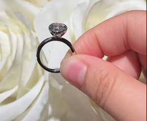 แหวนเพชร10K 14K 18K แหวนเพชรรูปวงรีที่มีความหมายพร้อมง่ามดอกไม้สำหรับการเกิดหรือหมั้นชิ้น Heirloom สำหรับลูกค้า - Product Image 2