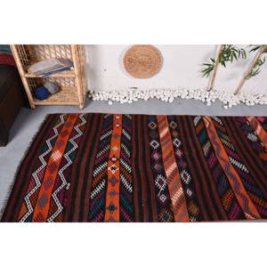 Classique bohème marron Orange Vintage tapis turc 3.6 X 10.2ft Rectangle Patchwork Design laine Viscose Latex tapis de chevet - Product Image 5