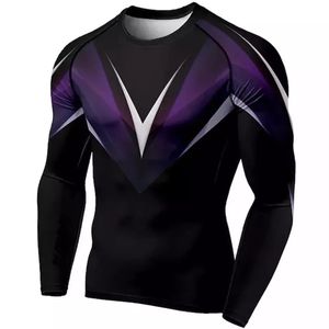 Precio barato exigible hombres Rash Guard Spandex MMA Rash Guard manga larga compresión BJJ Rash Guard - Product Image 1