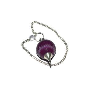 Prix de gros guérison naturelle boule d'agate rose foncé avec pendules à chaîne en argent | Colliers pendulaires en pierres précieuses - Product Image 1