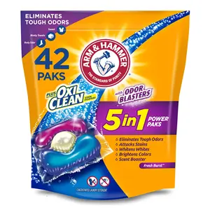 ARM & HAMMER Plus OxiClean，带气味爆破器5合1新鲜爆裂洗衣粉Power pks，42计数袋