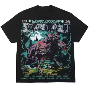 Camisa de algodón 100% de alta calidad personalizada de los fabricantes, Camiseta holgada de manga corta con estampado gráfico puro Vintage con grafiti para hombre - Product Image 4