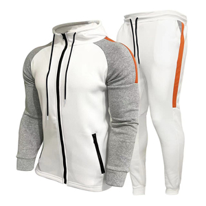 Ensemble de survêtement de sport pour homme, personnalisé avec logo, de haute qualité, hiver, uni, deux pièces, fermeture éclair intégrale, respirant, 100% coton - Product Image 1