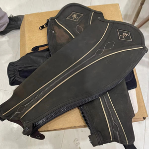 Demi-gambières en cuir véritable avec fermeture éclair |   Chaps d'équitation confortables - Product Image 4