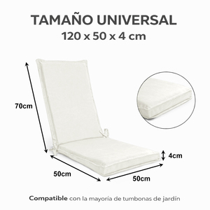 Cuscini per Sedia da Giardino Stile Loft 120x50x4cm con Cinghie di Fissaggio e Rivestimento Rimovibile, Imbottiti in Schiuma per Patio e Giardino - Product Image 3