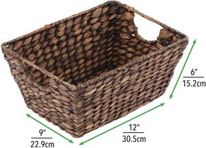 Panier organisateur jacinthe tissée naturelle le moins cher-Bacs décoratifs pour étagère, cuisine, salle de bain et buanderie - Product Image 2