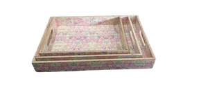 Plateau de vaisselle en bois MDF de qualité supérieure pour usage domestique Restaurant Hôtel Fournitures Décoration de table imprimée en émail Plateau de serveur alimentaire - Product Image 6