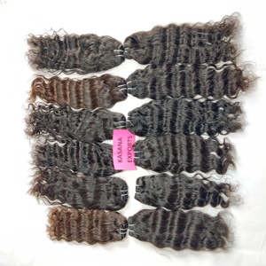 Vente en gros d'extensions de cheveux humains droits vierges indiens couleur naturelle aucun paquet machine brute double trame traitement des vagues profondes - Product Image 1