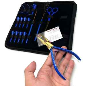Kit de pinces à extensions de cheveux écologiques à logo personnalisé, très vendu, en acier inoxydable de qualité chirurgicale, plaqué or bleu, durable - Product Image 1