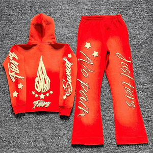 Custom High Quality Acid Wash <b>Vintage</b> Flared Sweatsuit Set 100% Cotton Distressed <b>Tracksuit</b> with Hoodie for Winter - Product Image 2