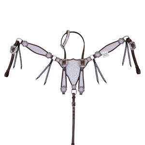 Western Horse Racing AB Pierres transparentes décorées Argentine Cuir de vachette Cheval Headstall & Collier de poitrine Tack Set au prix de vente - Product Image 1