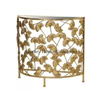 Accrocheur Élégant Feuille De Métal Floral Design Attrayant Console Table Or Couleur Placage Miroir Polonais Meubles Au Meilleur Prix