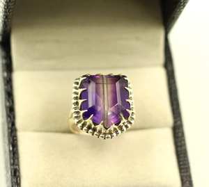 925 Sterling Silver Amethyst Gemstone <b>Ring</b> with <b>Rhodium</b> Plating Prong Setting Unisex Design - Product Image 2