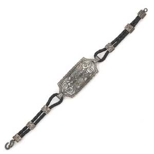 925 Sterling Silver Hand-Engraved <b>Leather</b> <b>Men</b>’s <b>Bracelet</b> | Handmade Turkish Jewelry - Product Image 3