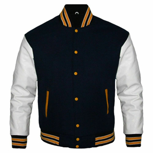 Chaqueta universitaria de manga larga de cuero puro para hombre para la temporada de invierno en chaquetas con letras con logotipo personalizado para exteriores de alta calidad - Product Image 4