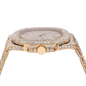 Dernière montre en diamant de créateur classe et fabriquée en laboratoire pour hommes et femmes montre en or rose de marque glacée montre de luxe de qualité supérieure - Product Image 3