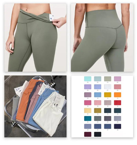 Mallas de Yoga de cintura alta para mujer, pantalones de entrenamiento sin costuras con control de barriga de puntos, pantalones de fitness para gimnasio sin transparencias, patrón sólido - Product Image 3