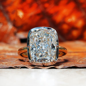 5.0 Ct <b>Cushion</b> Cut Lab Grown Diamond Engagement Ring Bezel Set Yellow Gold CVD IGI Certified 14K Bohemian Style VS Clarity - Product Image 6