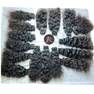 100% Naturel Meilleure Qualité Double Trame Noir 18 Pouces Crépus Droite Vierge Indien Extensions de Cheveux Humains pour Tressage Temple - Product Image 1