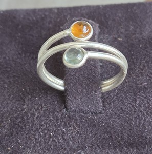 Bague réglable en argent 925 fabriquée à la main avec des pierres précieuses en ambre bijoux de mariage ethnique à la mode pour les fêtes de fiançailles d'anniversaire - Product Image 6